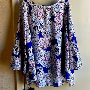 Blue and Pink Floral Blouse